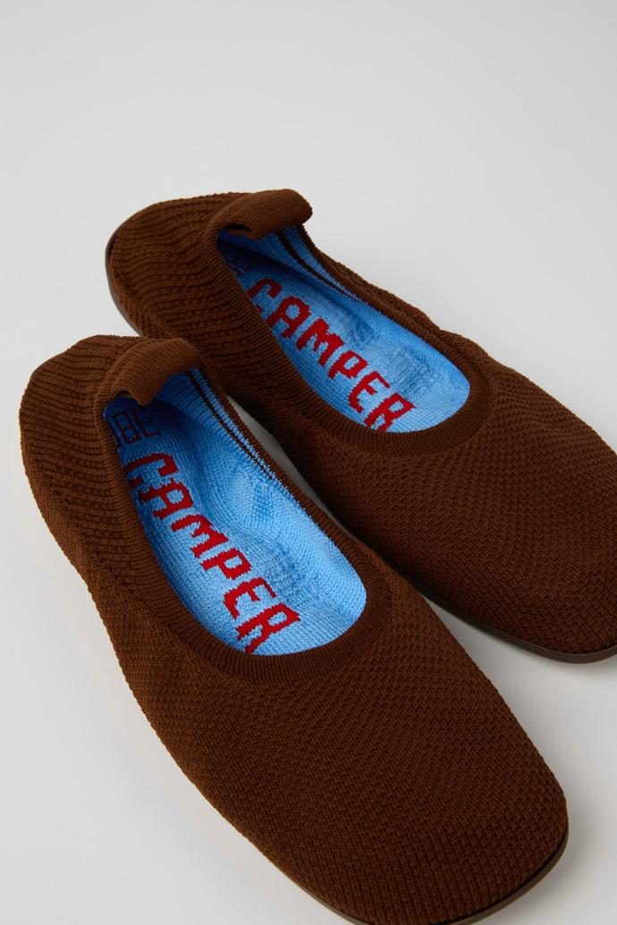 Right Niko Brown Recycled Textile and Engineered Material Ballerinas for Women. by CAMPER