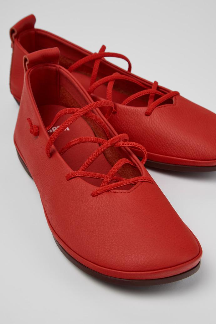Right Nina Red Leather Ballerinas for Women. by CAMPER