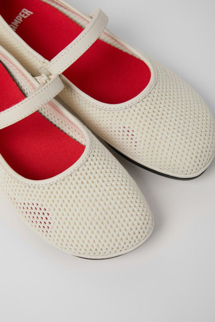 Right Nina White Tencel Mesh and Leather Ballerinas for Women. by CAMPER
