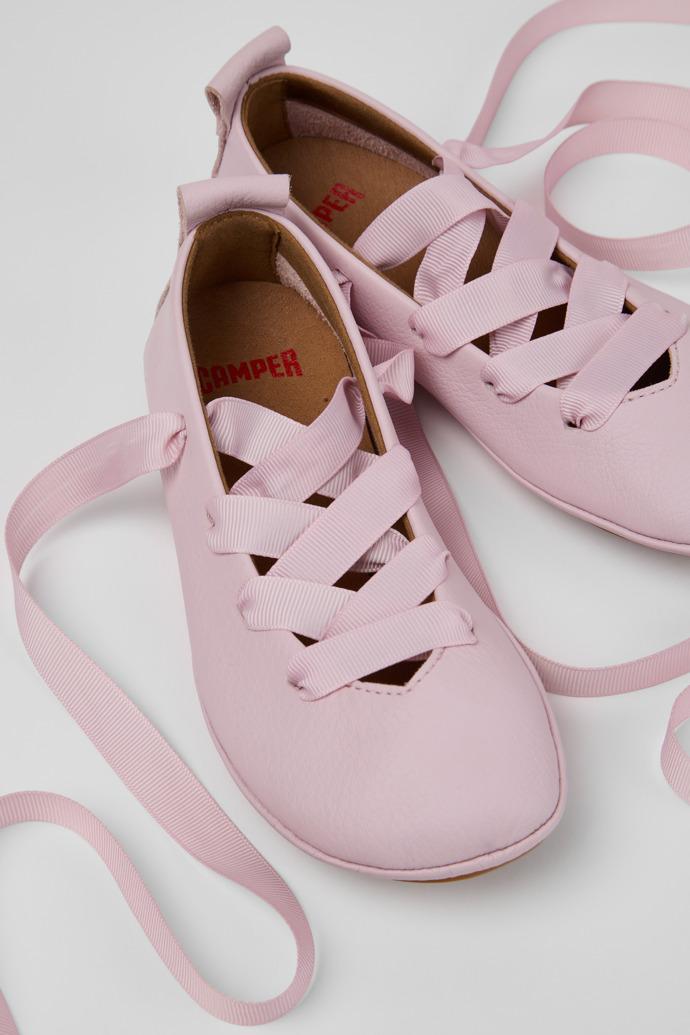 Right Pink Leather Ballerinas for kids. by CAMPER