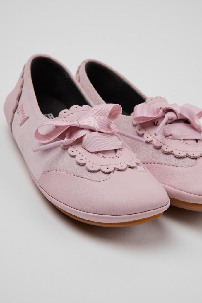 Right Pink Leather and Nubuck Ballerinas for Children. by CAMPER