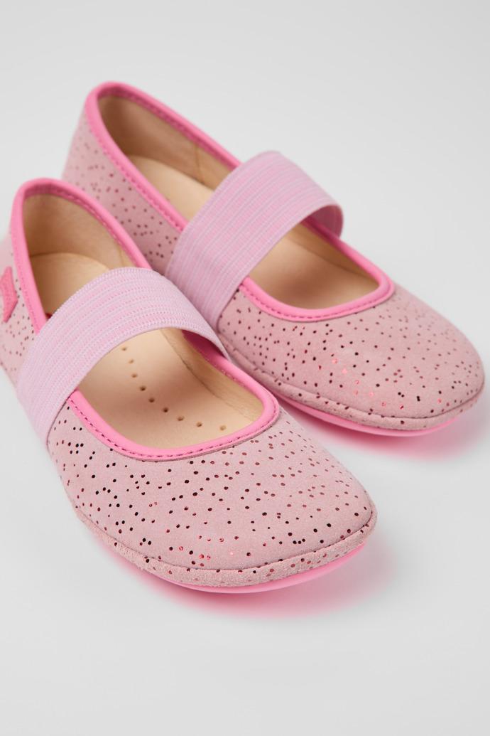 Right Pink nubuck ballerinas for kids by CAMPER