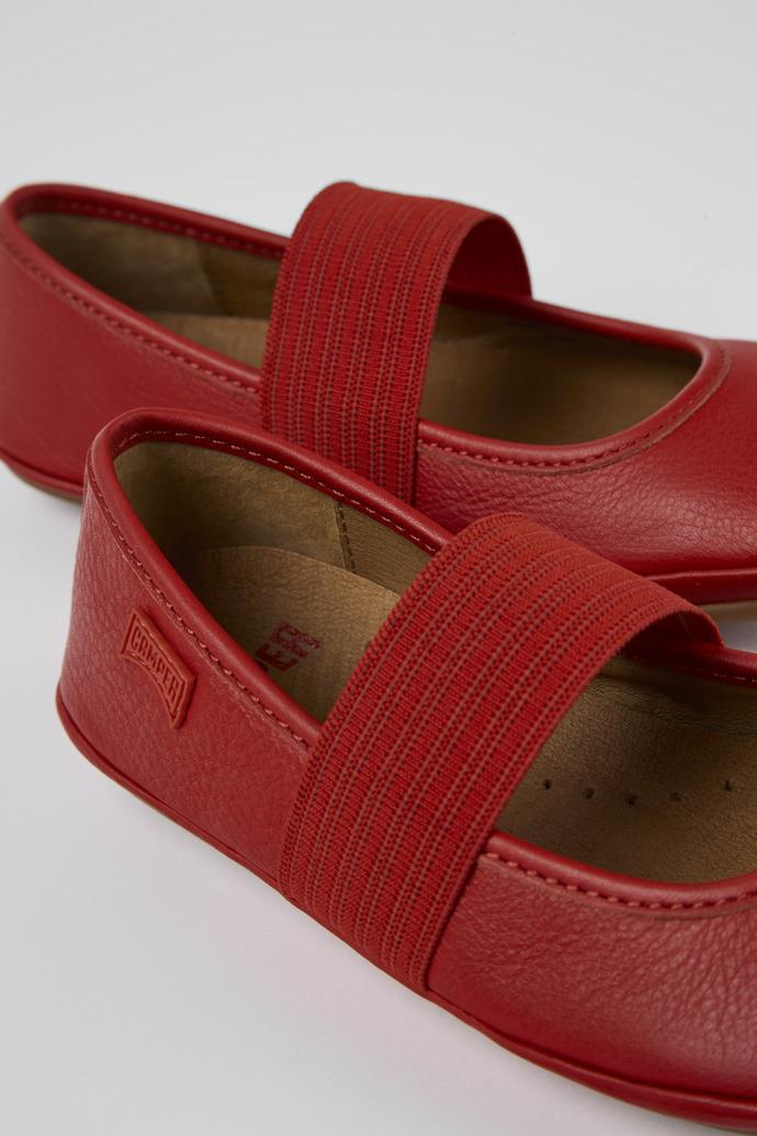Right Red Leather Ballerina for Kids. by CAMPER