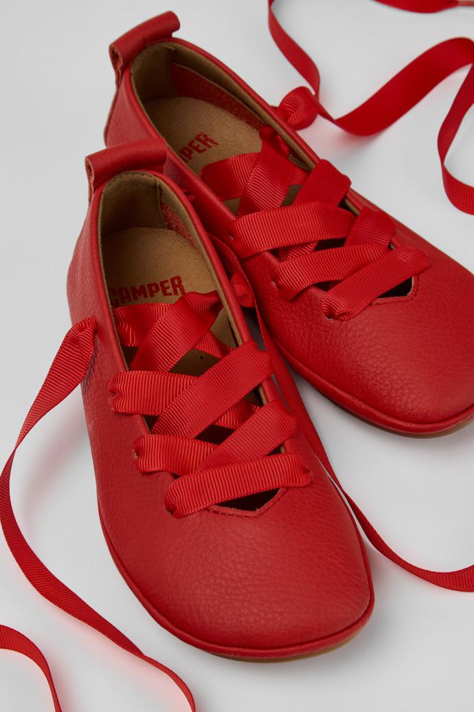 Right Red Leather Ballerinas for kids. by CAMPER