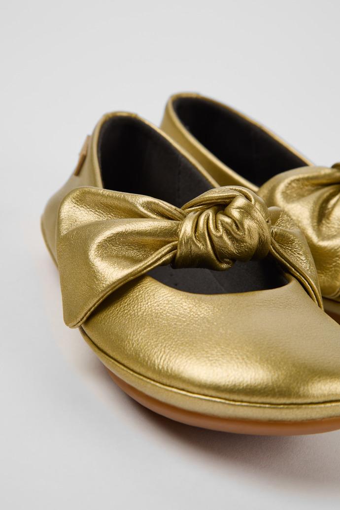 Right Yellow Leather Ballerinas for Children. by CAMPER