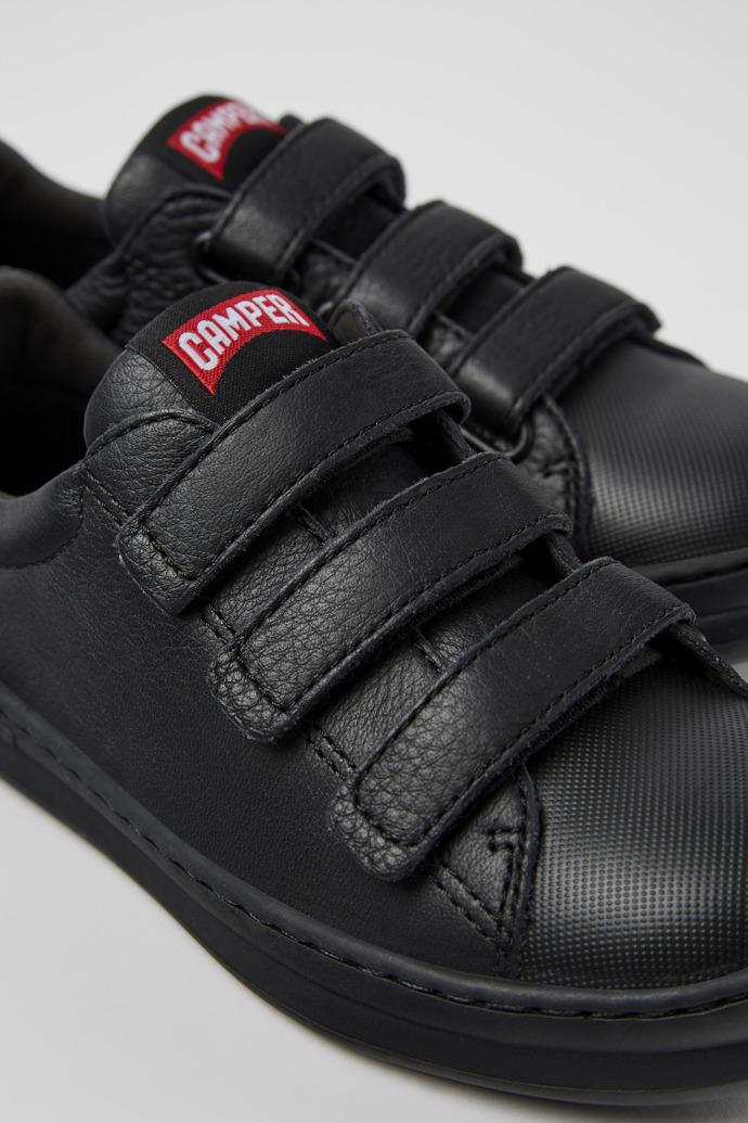 Runner Black leather and textile sneakers for kids by CAMPER