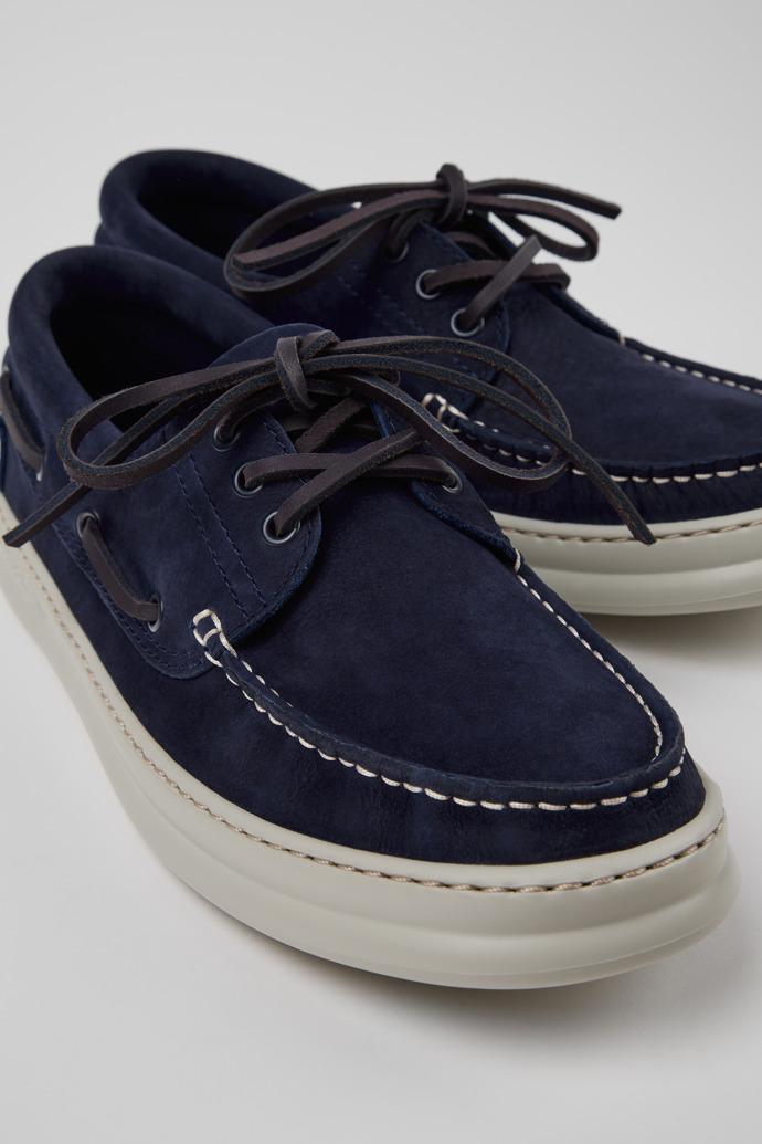 Runner Blue Nubuck Leather Moccasins for Men. by CAMPER