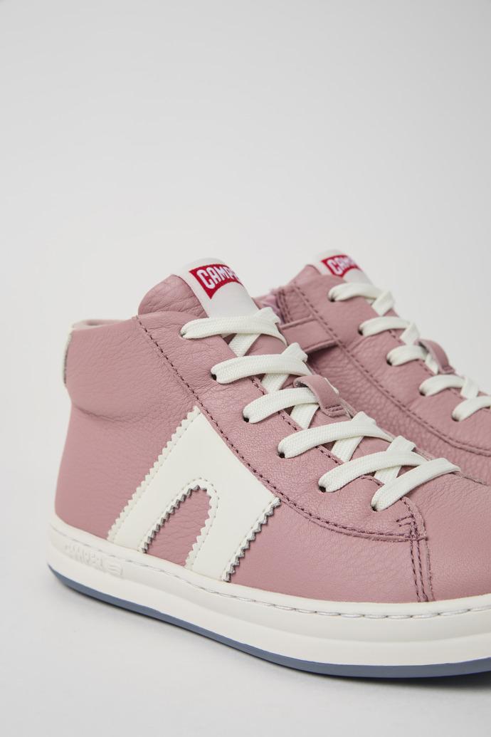 Runner Pink and white recycled leather sneakers for kids by CAMPER