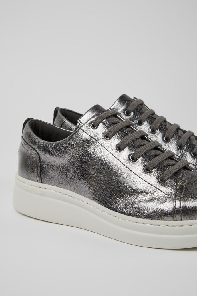 Runner Up Silver Leather Sneakers for Women. by CAMPER