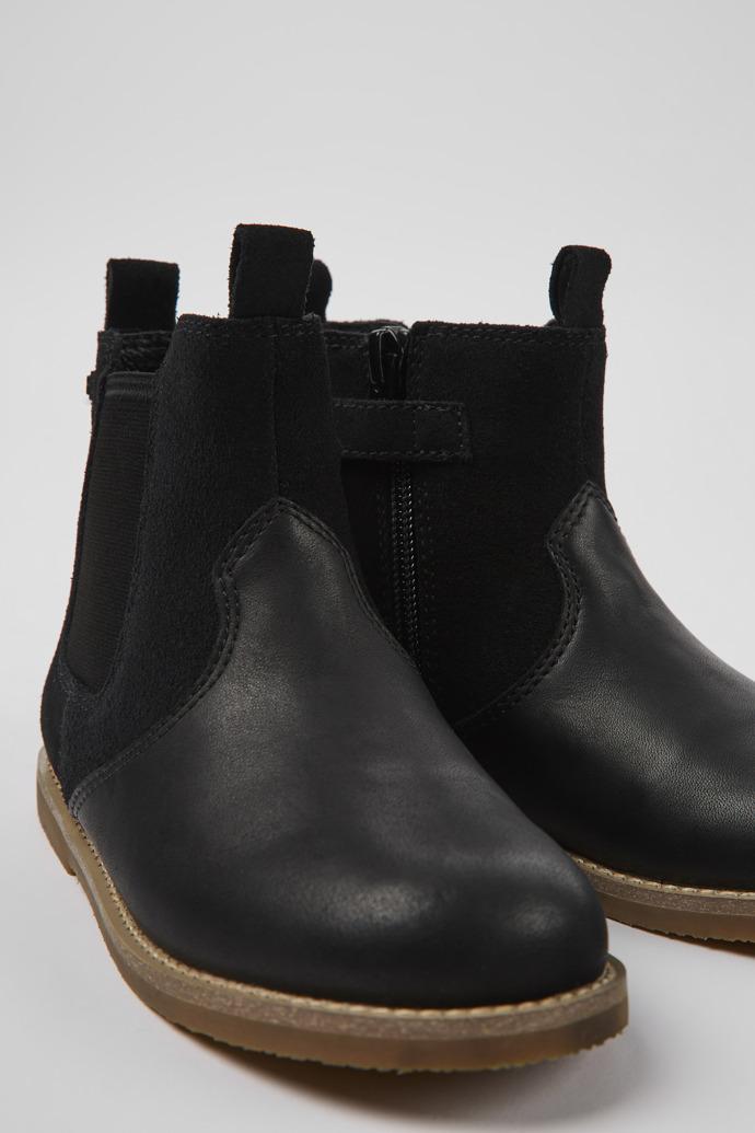 Savina Black nubuck and leather ankle boots for kids by CAMPER