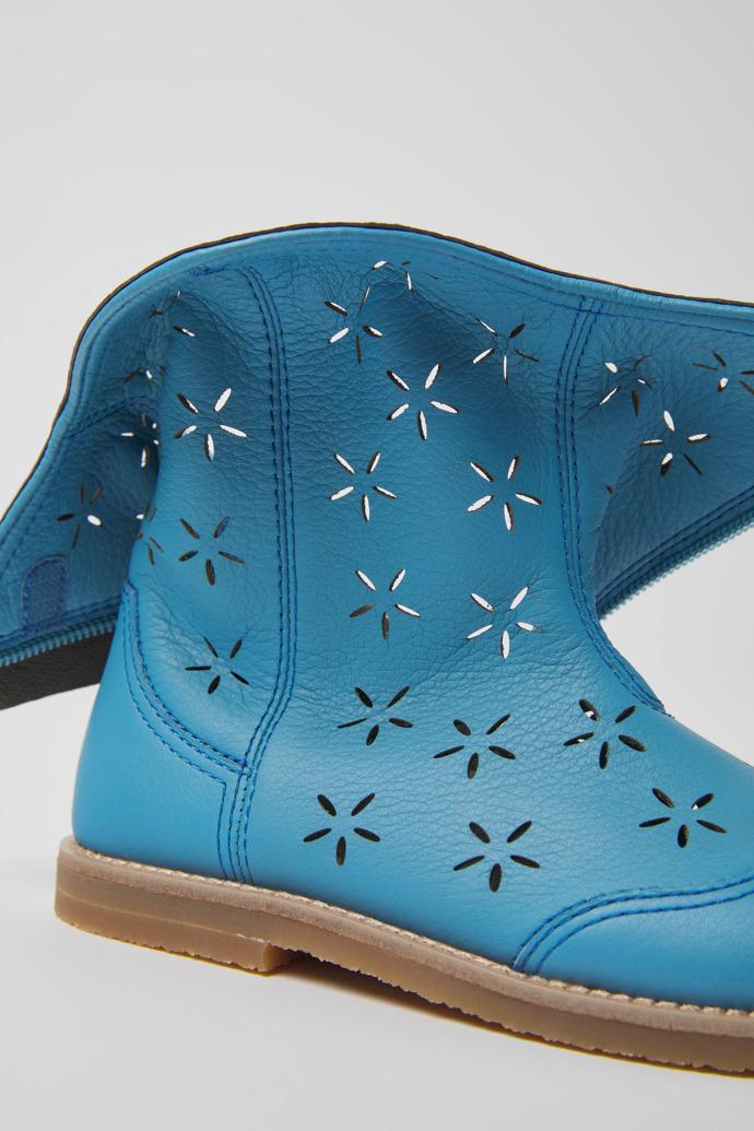 Savina Blue leather boots for kids by CAMPER
