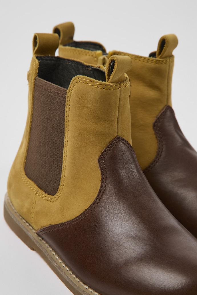 Savina Brown nubuck and leather ankle boots for kids by CAMPER