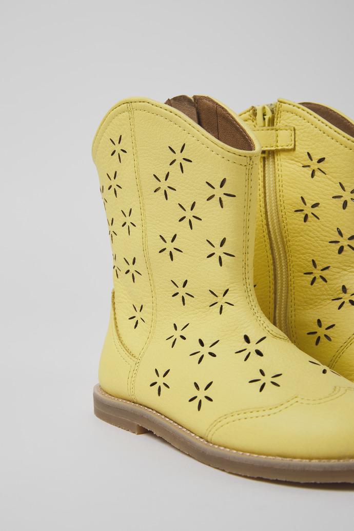 Savina Yellow leather boots for kids by CAMPER