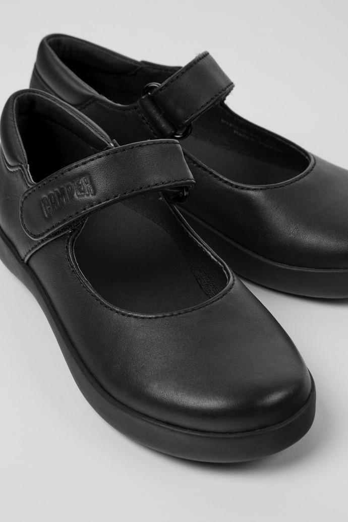 Spiral Comet Black Leather Shoes for Kids. by CAMPER