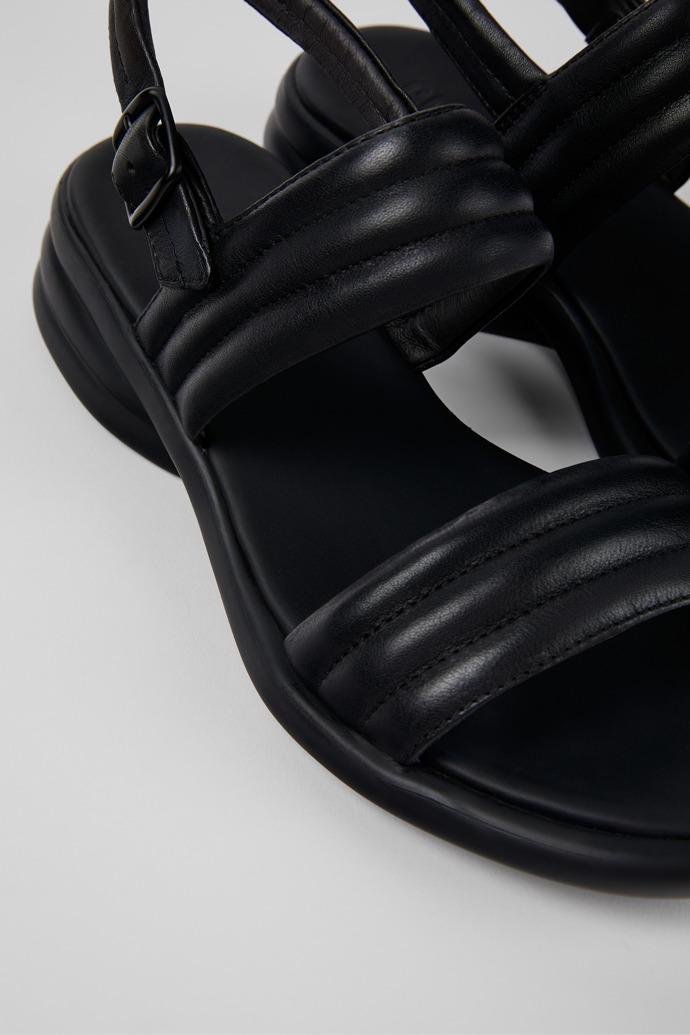 Spiro Black Leather 2-Strap Sandal for Women by CAMPER