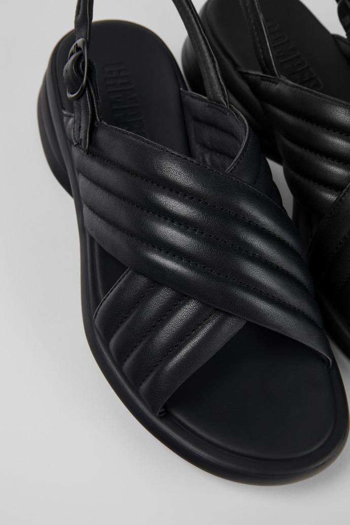 Spiro Black Leather Cross-strap Sandal for Women by CAMPER