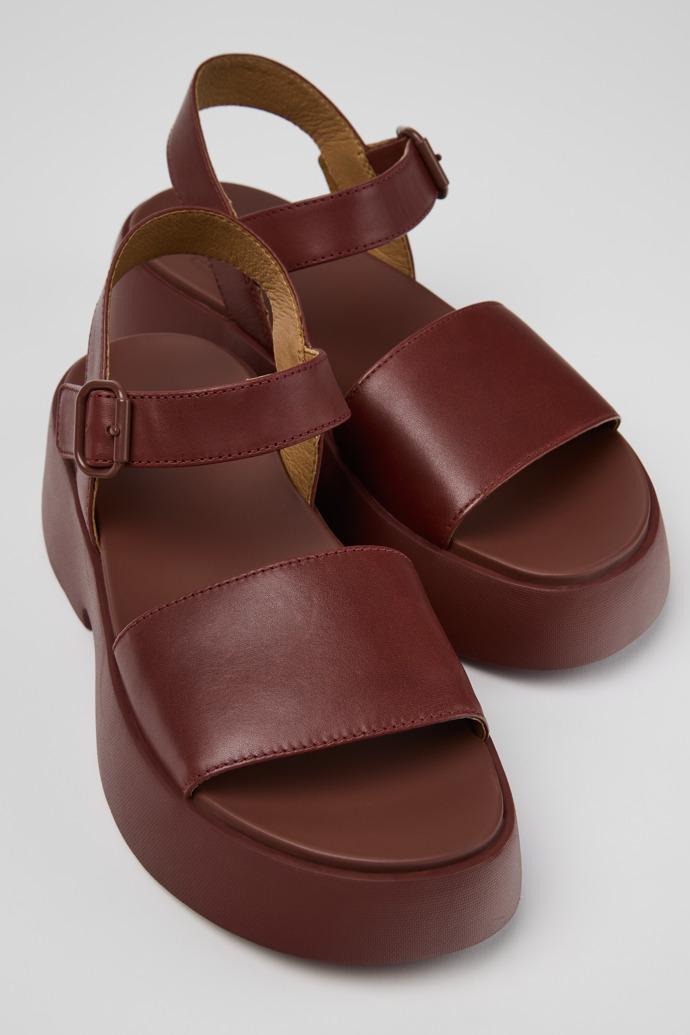 Tasha Burgundy Leather Sandals for Women. by CAMPER