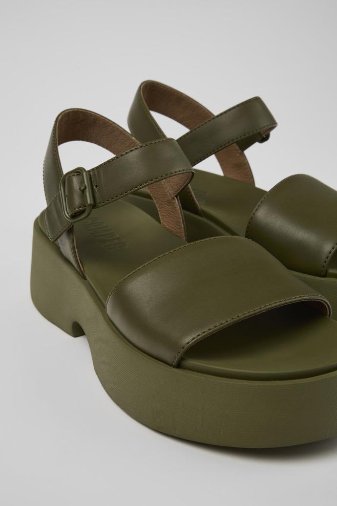 Tasha Green Leather Sandal for Women by CAMPER