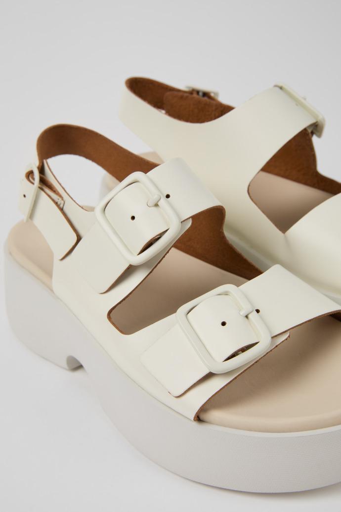 Tasha White Leather Sandals for Women. by CAMPER