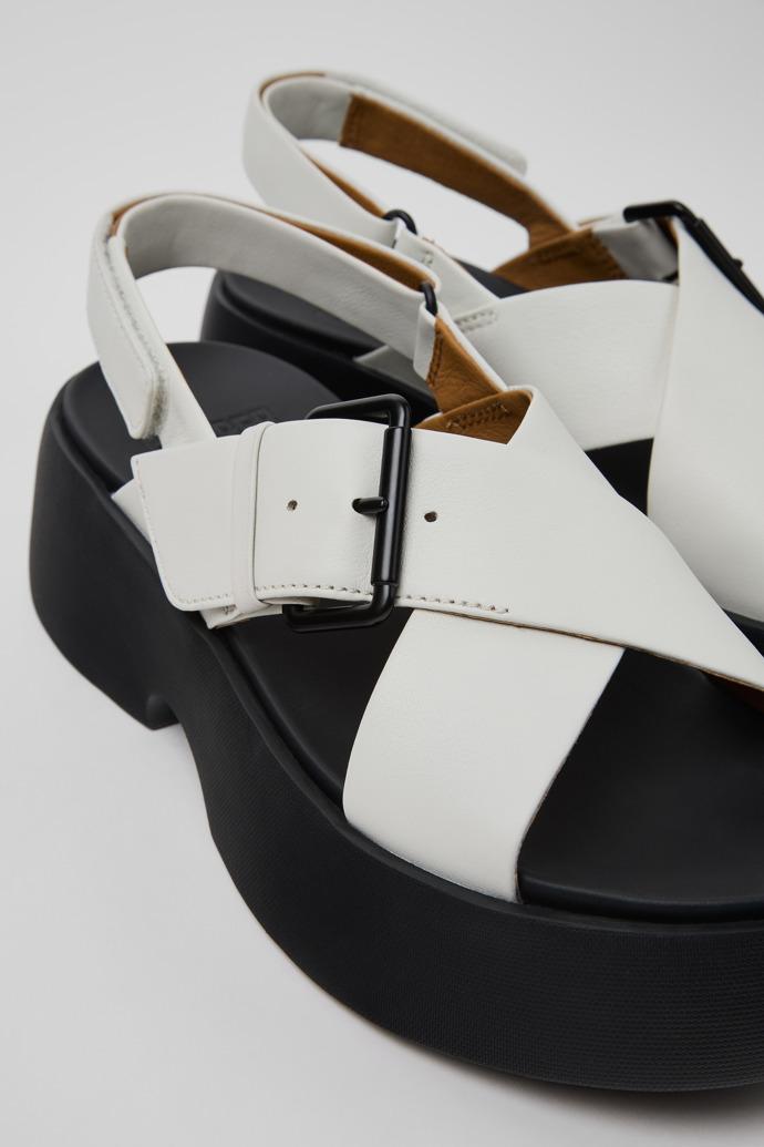 Tasha White Leather Sandals for Women. by CAMPER