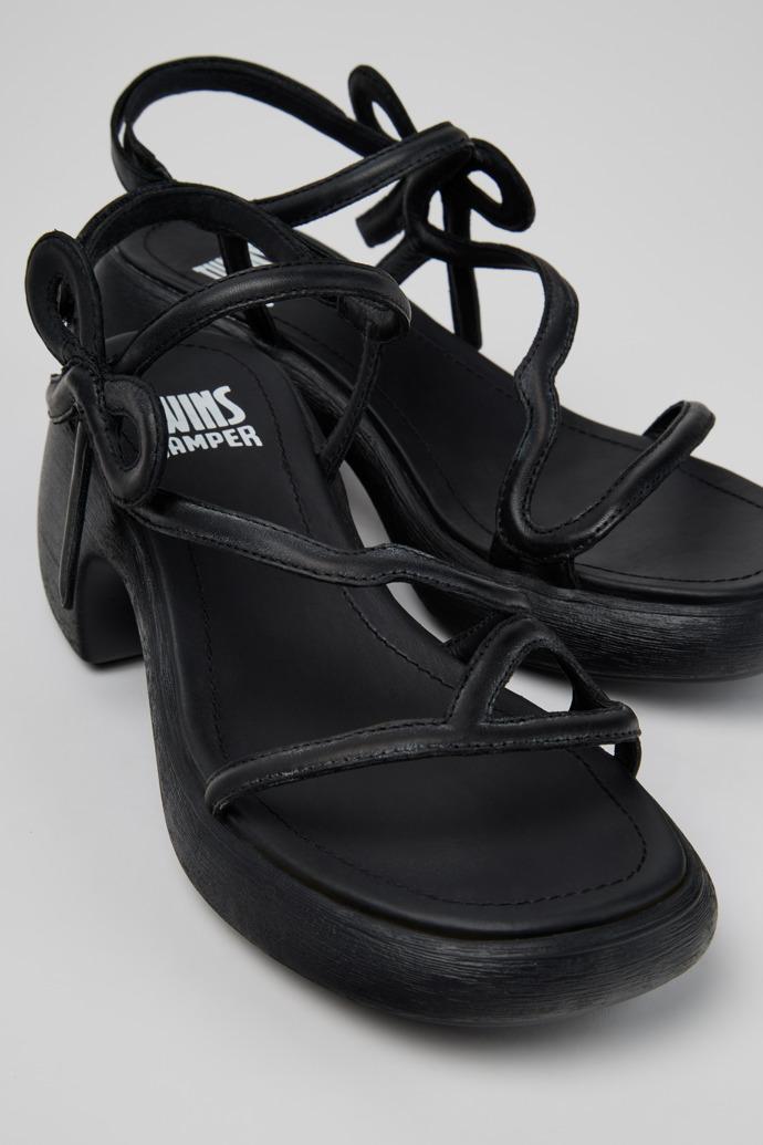 Twins Black Leather Sandals for Women. by CAMPER