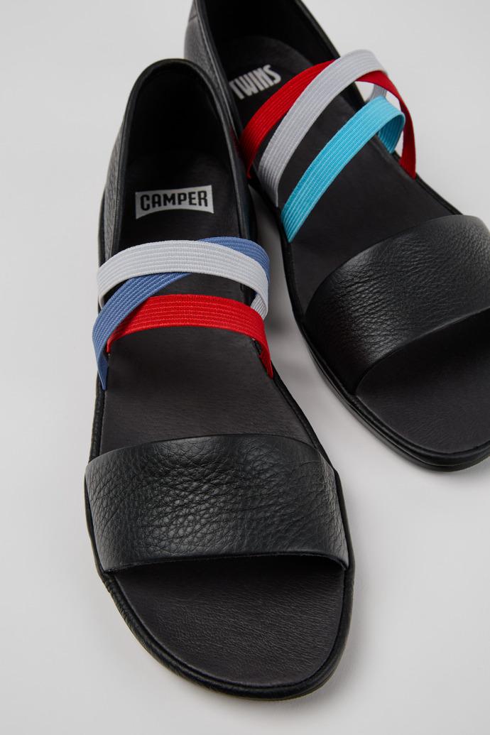 Twins Black Leather Sandals for Women. by CAMPER