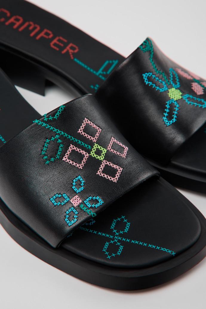 Twins Black Leather Women's Sandal. by CAMPER