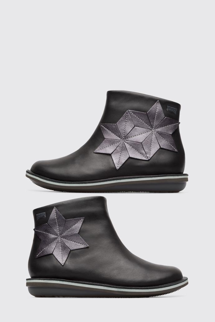 Twins Black TWINS zip boot for girls by CAMPER