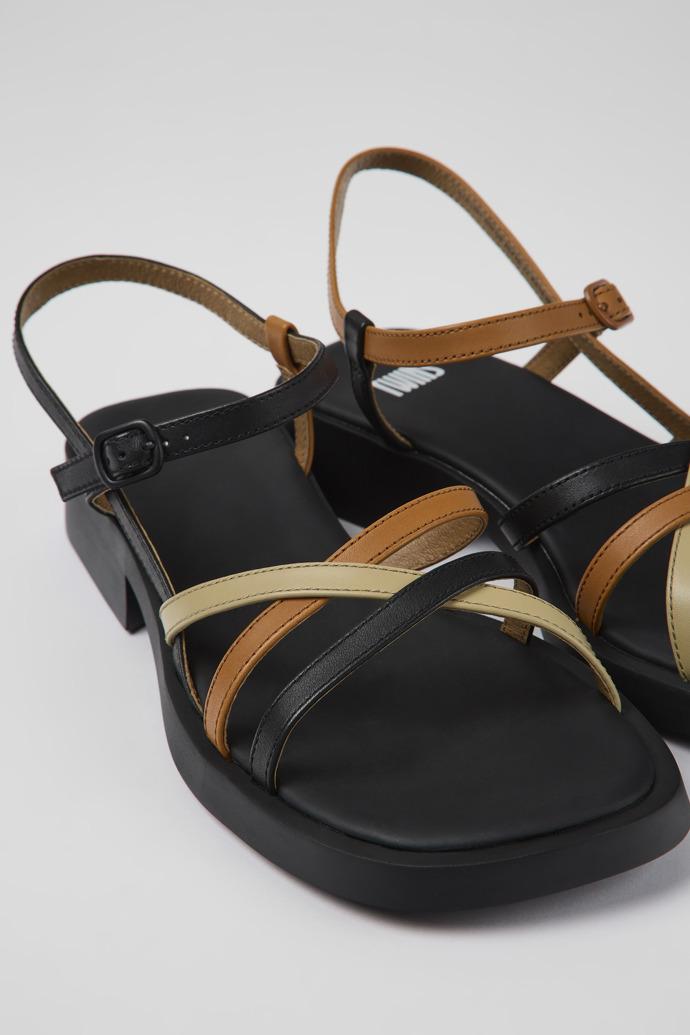 Twins Black and brown leather sandals for women by CAMPER