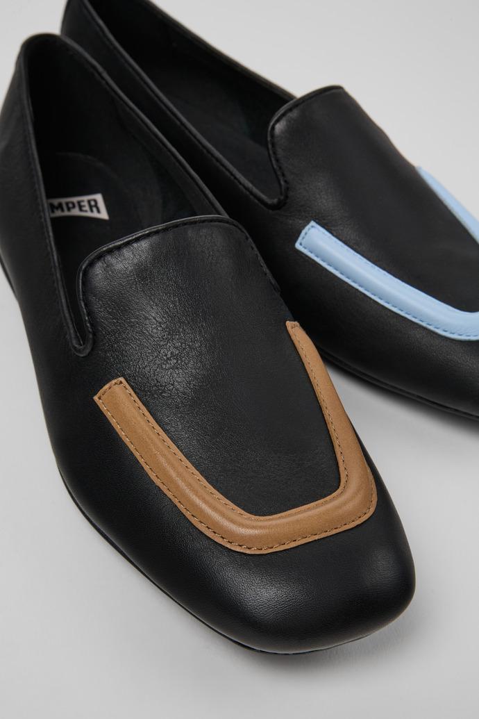 Twins Black leather ballerinas for women by CAMPER