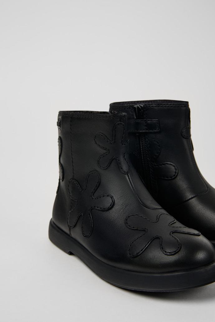 Twins Black leather boots for kids by CAMPER