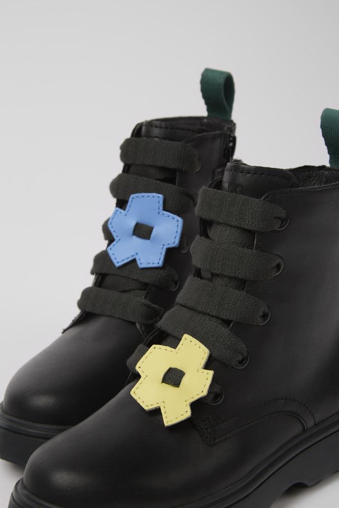 Twins Black leather lace-up boots by CAMPER