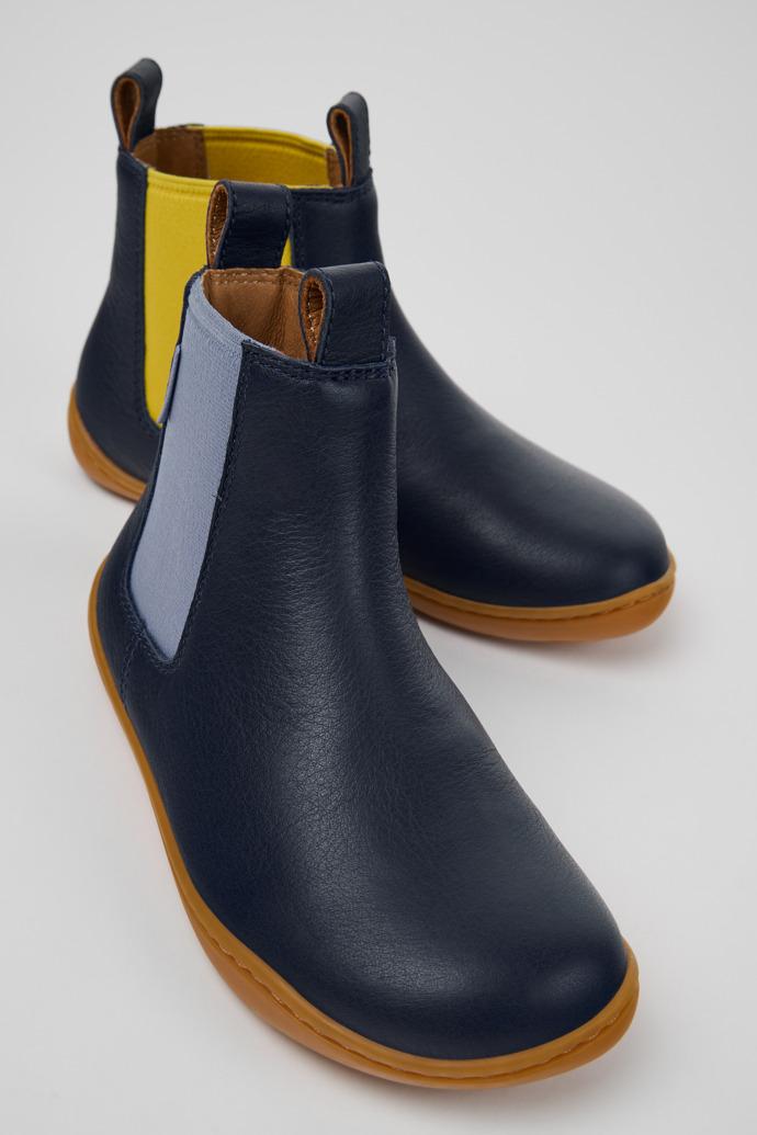 Twins Blue Leather Ankle Boots for Kids. by CAMPER