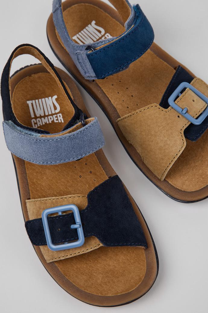 Twins Blue Nubuck Leather Sandals for kids. by CAMPER