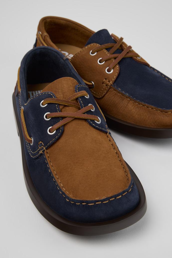 Twins Blue and Brown Nubuck Nautical Moccasins for Men. by CAMPER