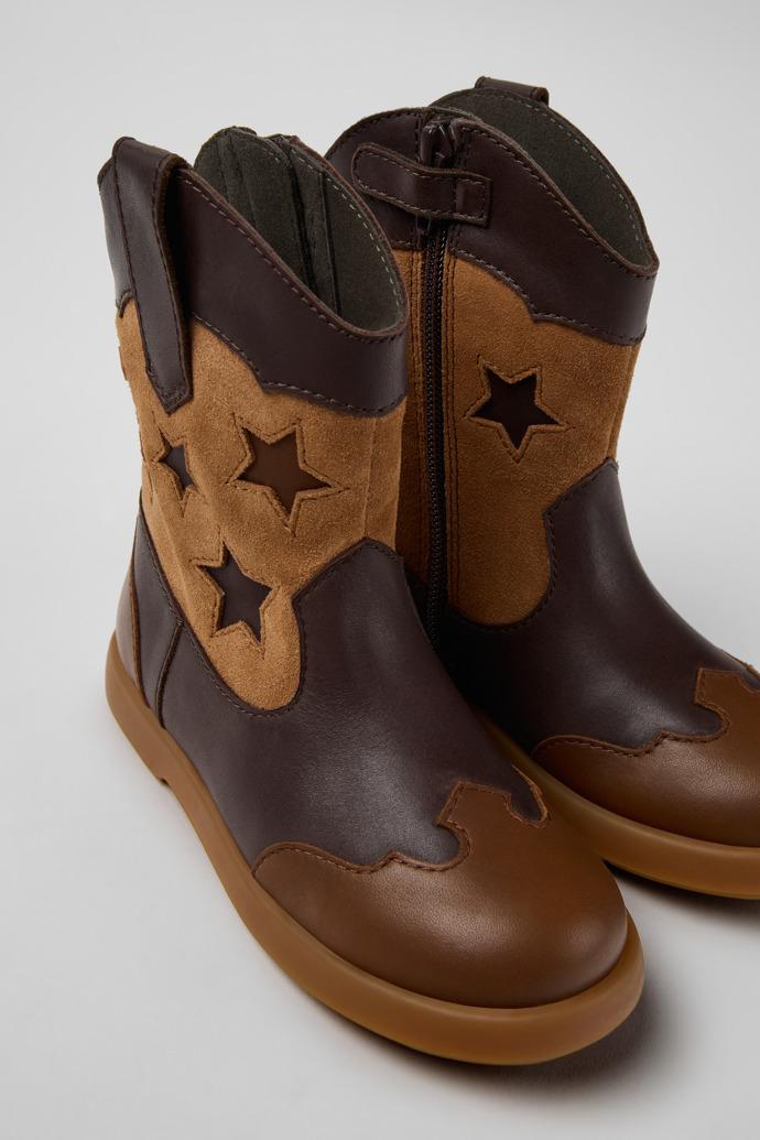 Twins Brown Leather and Nubuck Ankle Boots for Children. by CAMPER