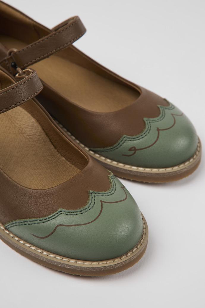 Twins Brown and green leather ballerinas for kids by CAMPER