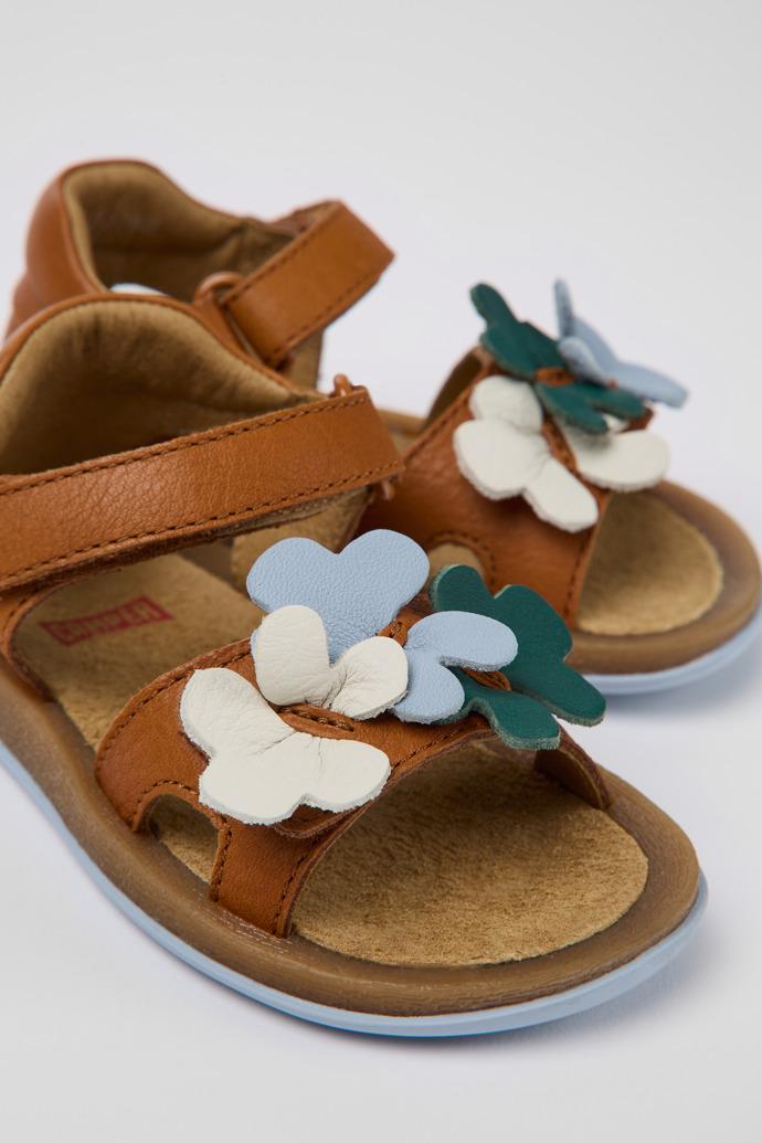 Twins Brown leather sandals for kids by CAMPER
