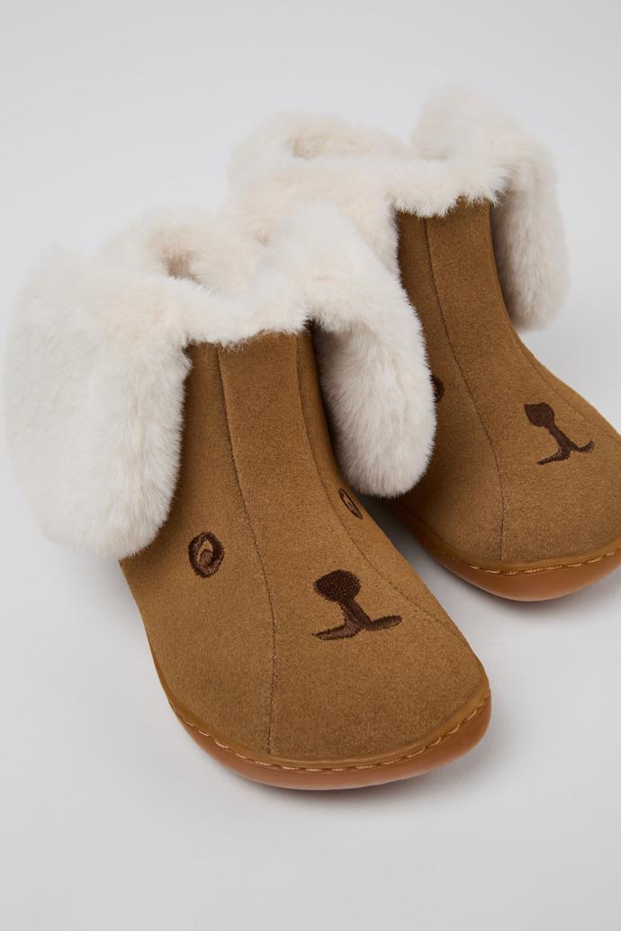 Twins Brown nubuck and textile ankle boots for kids by CAMPER