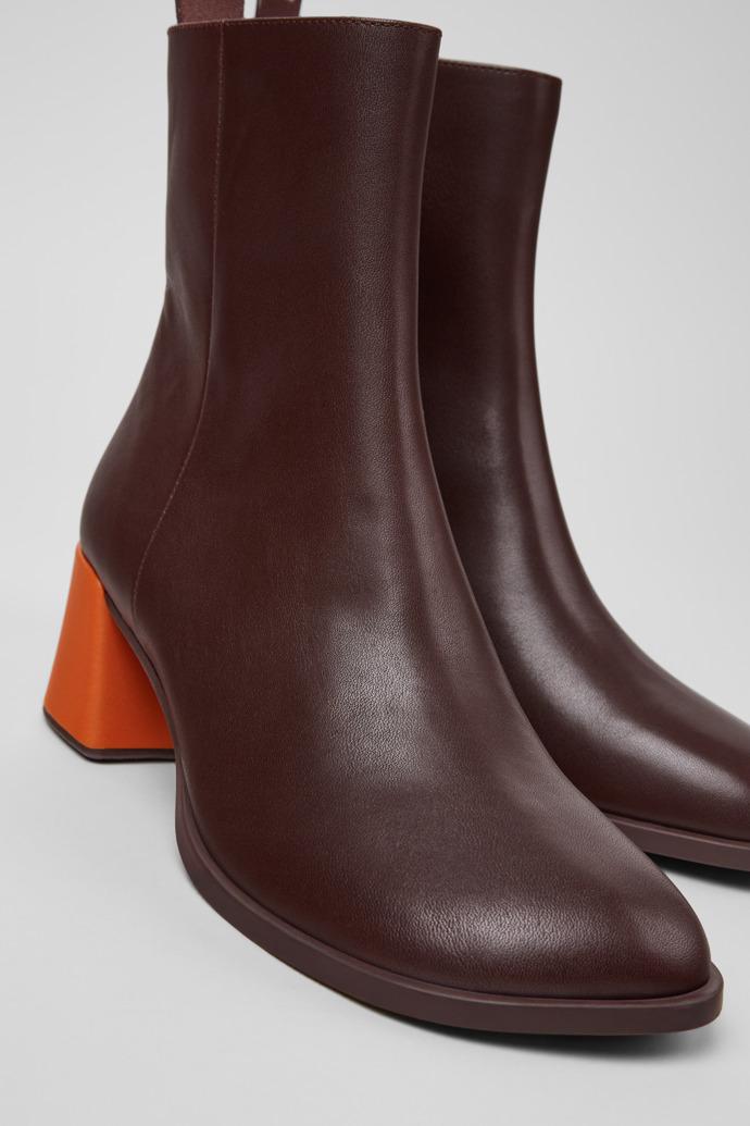 Twins Burgundy Leather Mid Boots for Women. by CAMPER