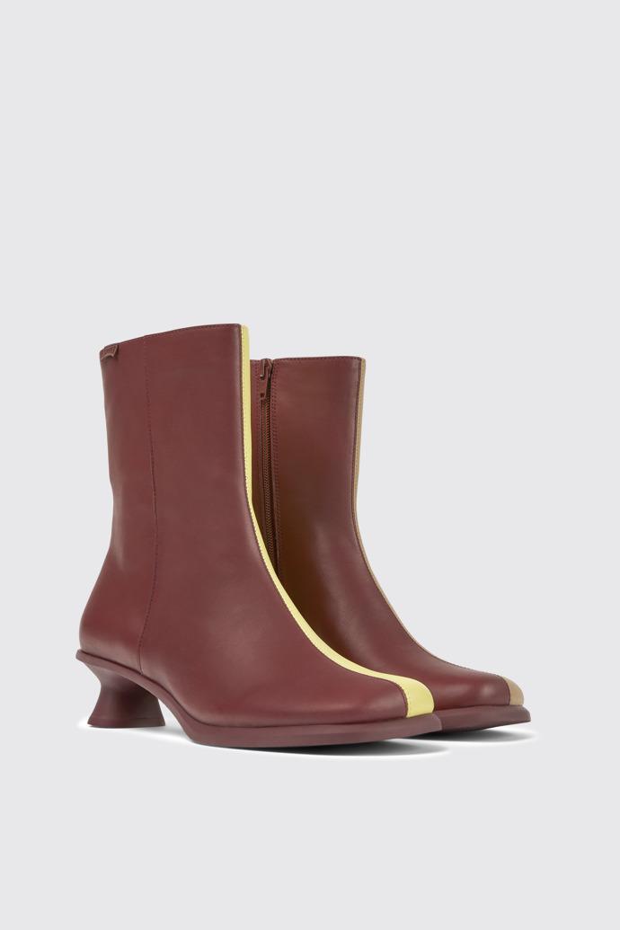 Twins Burgundy and yellow ankle boots for women by CAMPER