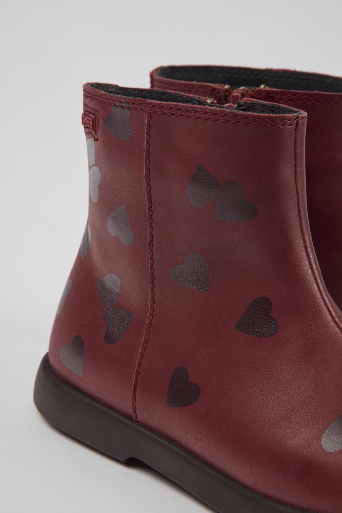 Twins Burgundy leather ankle boots for kids by CAMPER