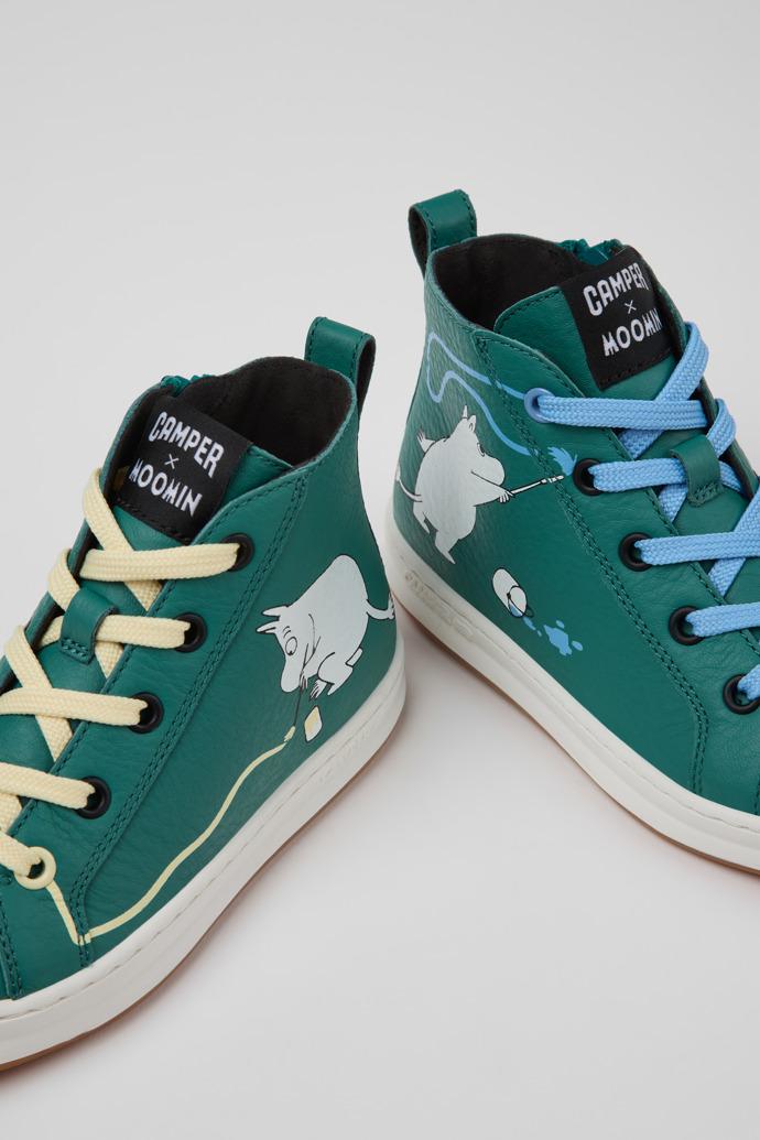 Twins Green and White Leather Sneakers for Kids. by CAMPER