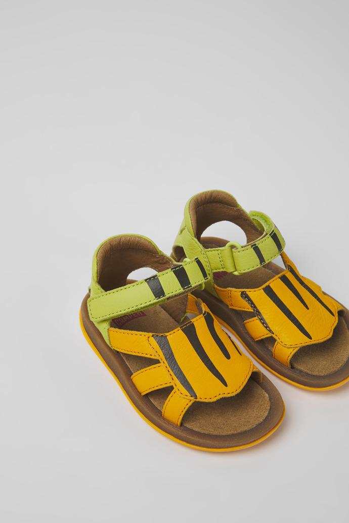 Twins Green and orange leather sandals for kids by CAMPER
