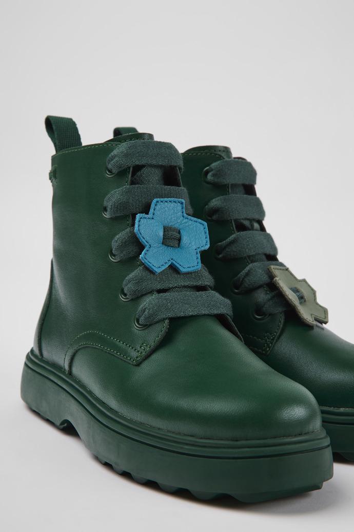 Twins Green leather ankle boots for kids by CAMPER