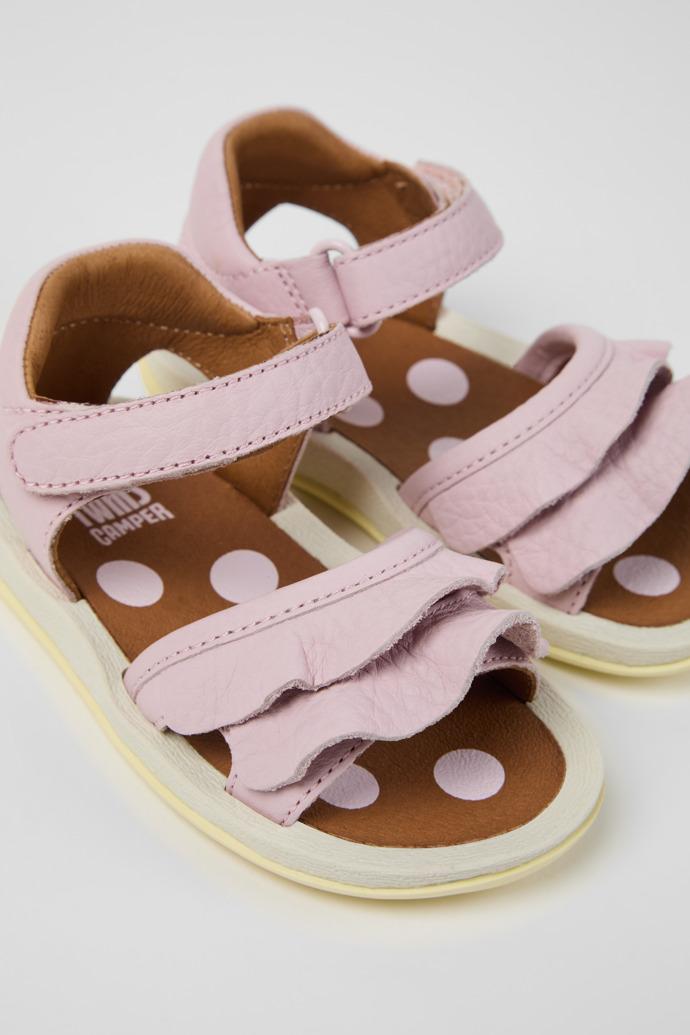Twins Pink Leather Sandals for kids. by CAMPER
