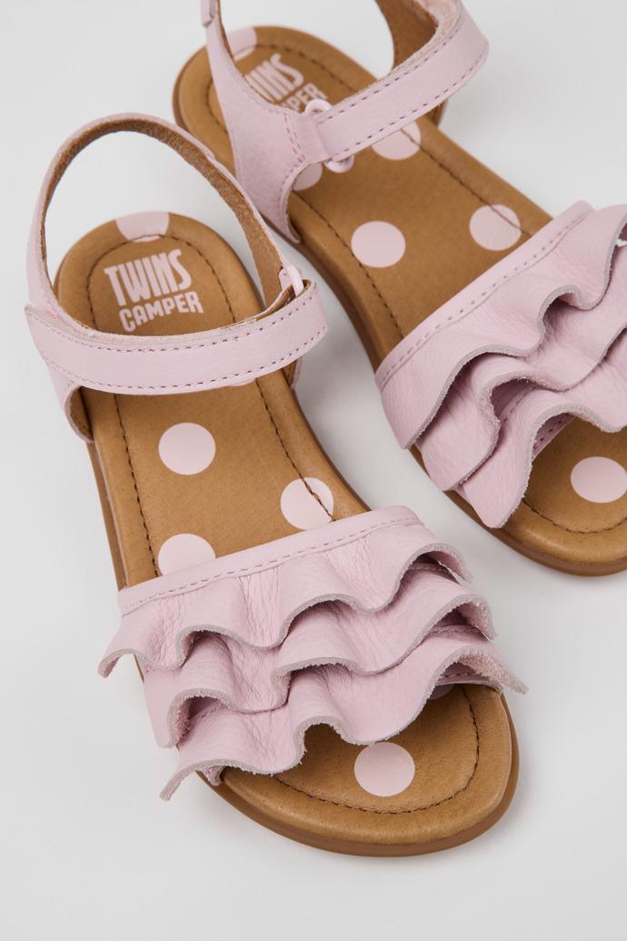 Twins Pink Leather Sandals for kids. by CAMPER