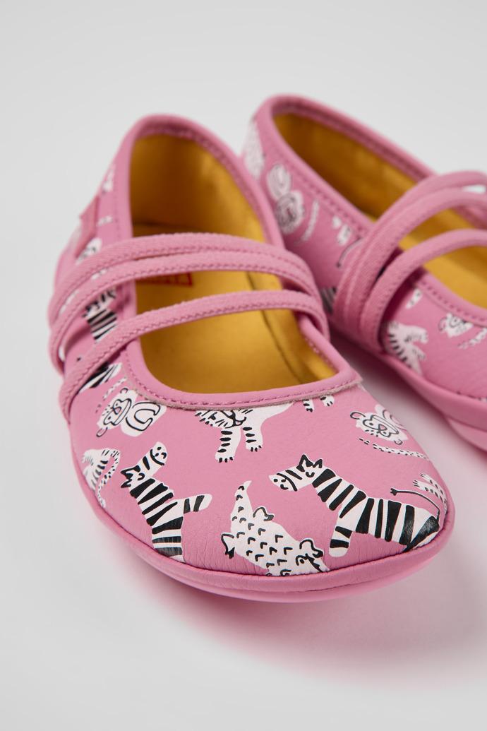 Twins Pink leather ballerinas for kids by CAMPER