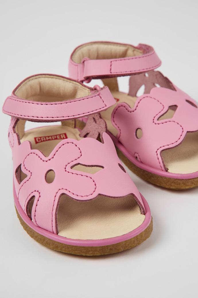Twins Pink leather sandals for kids by CAMPER