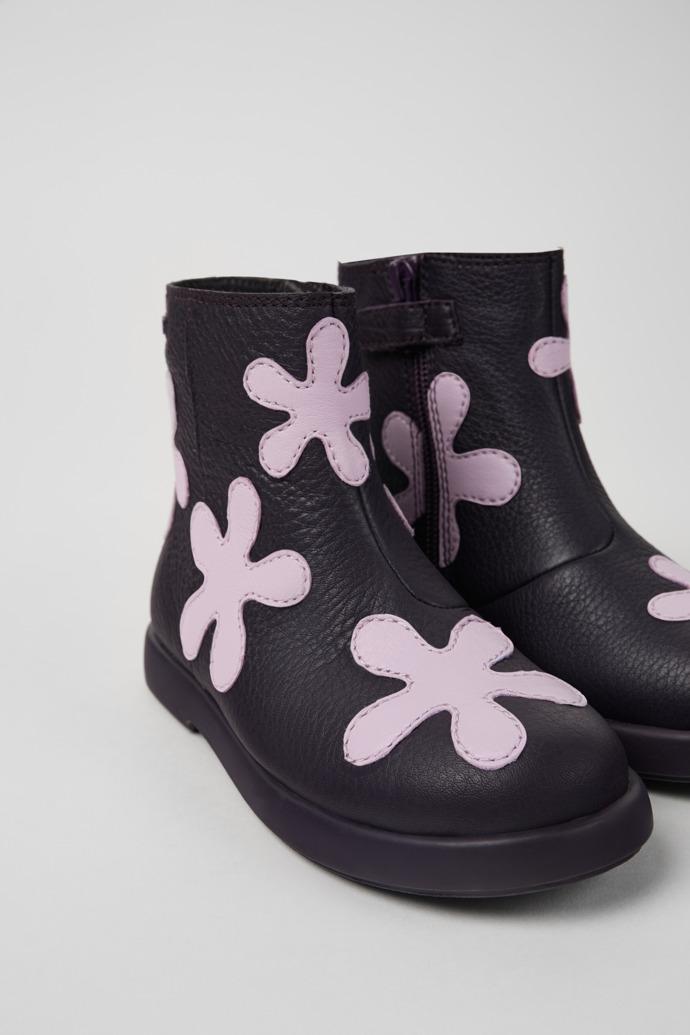 Twins Purple leather boots for kids by CAMPER